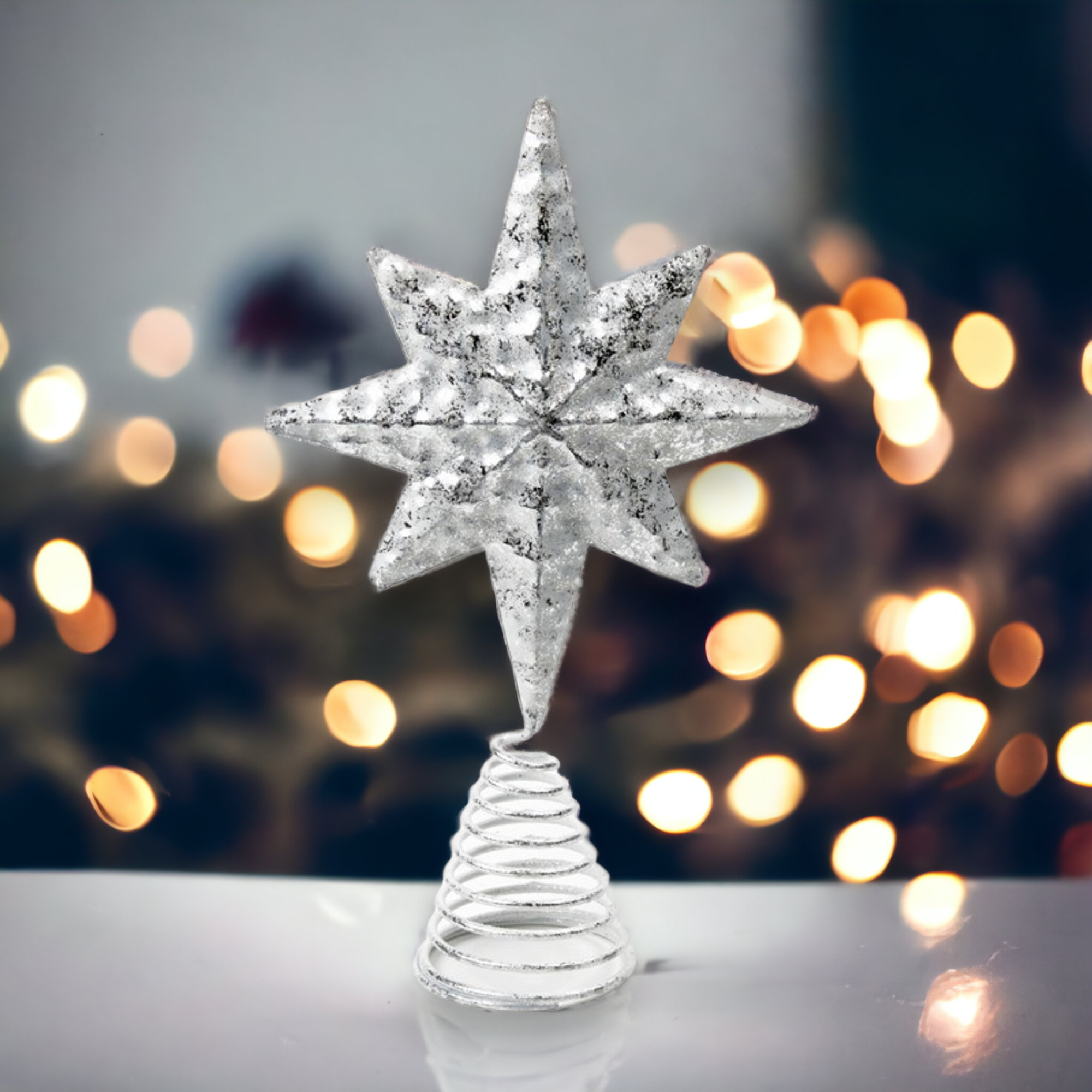 Metal Rustic Silver Star Christmas Tree Topper Love Christmas Shop
