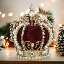 Load image into Gallery viewer, Goodwill Red and Gold Jewel Crown Tree Topper
