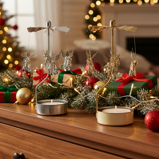 Traditional Christmas Angel Tea Light Spinner