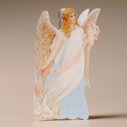 Angel with Pink Ribbon Nostalgic Christmas Card