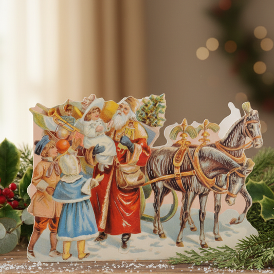 Children & Father Christmas Nostalgic Christmas Card