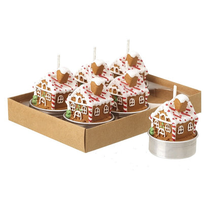 Set of 6 Gingerbread House Christmas Tea Lights