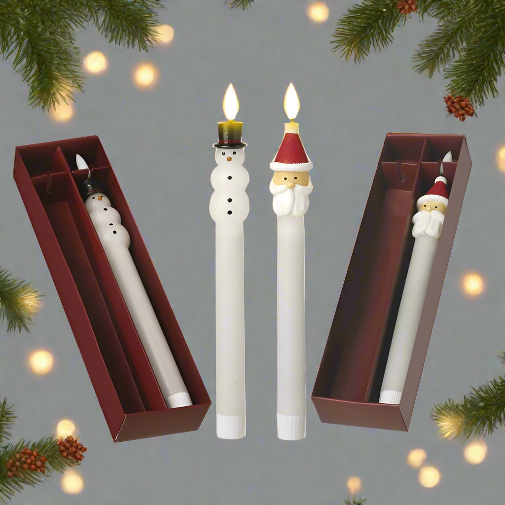 Santa and Snowman LED Christmas Dinner Candles
