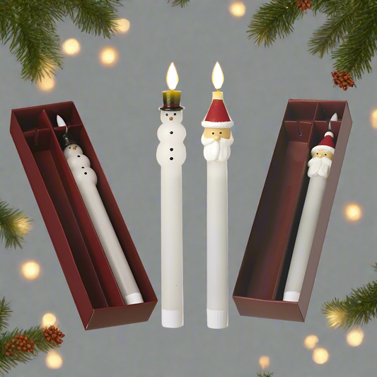 Santa and Snowman LED Christmas Dinner Candles