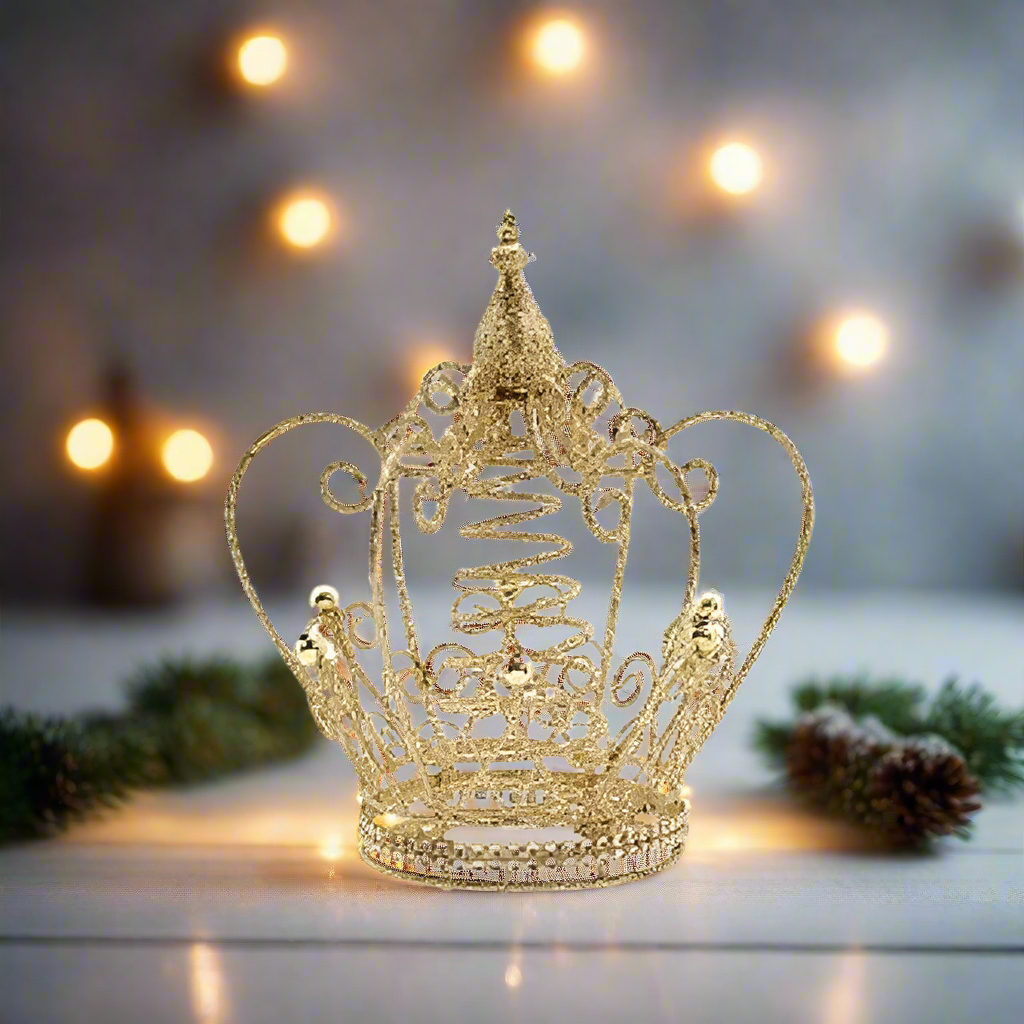 Gold Glitter Crown 20cm Christmas Tree Topper