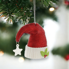 Load image into Gallery viewer, Red Glitter Santa Hat Christmas Bauble 9cm
