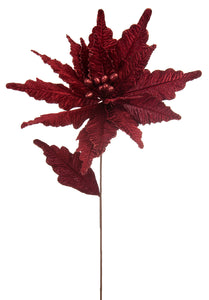 Burgundy Velvet Poinsettia Stem 68cm