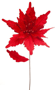 Red Velvet Poinsettia Stem 68cm
