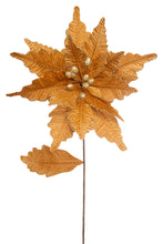 Load image into Gallery viewer, Gold Velvet Poinsettia Stem 68cm
