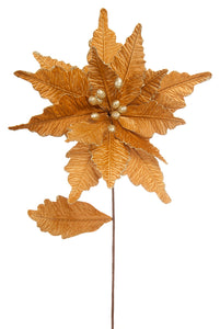 Gold Velvet Poinsettia Stem 68cm