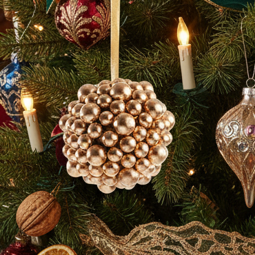 Gold Berry Cluster Ball Christmas Decoration
