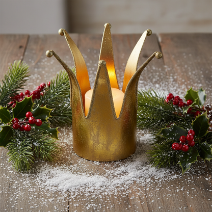 Gold Metal Crown Christmas Decoration 14cm
