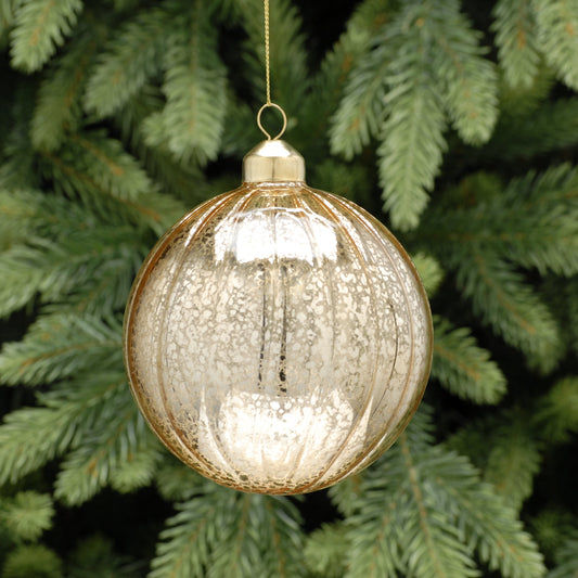 Silver Mercury Effect Gold Glass Christmas Tree Decoration