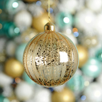 Silver Mercury Effect Gold Glass Christmas Tree Decoration