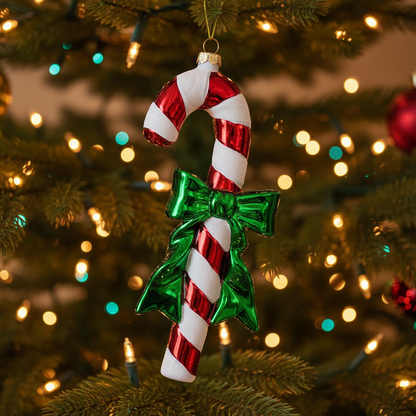 Christmas Candy Cane with Bow Hanging Decoration 17cm