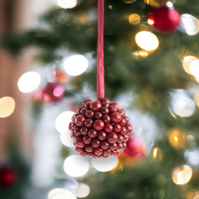 Load image into Gallery viewer, Burgundy Berry Cluster Ball Christmas Decoration
