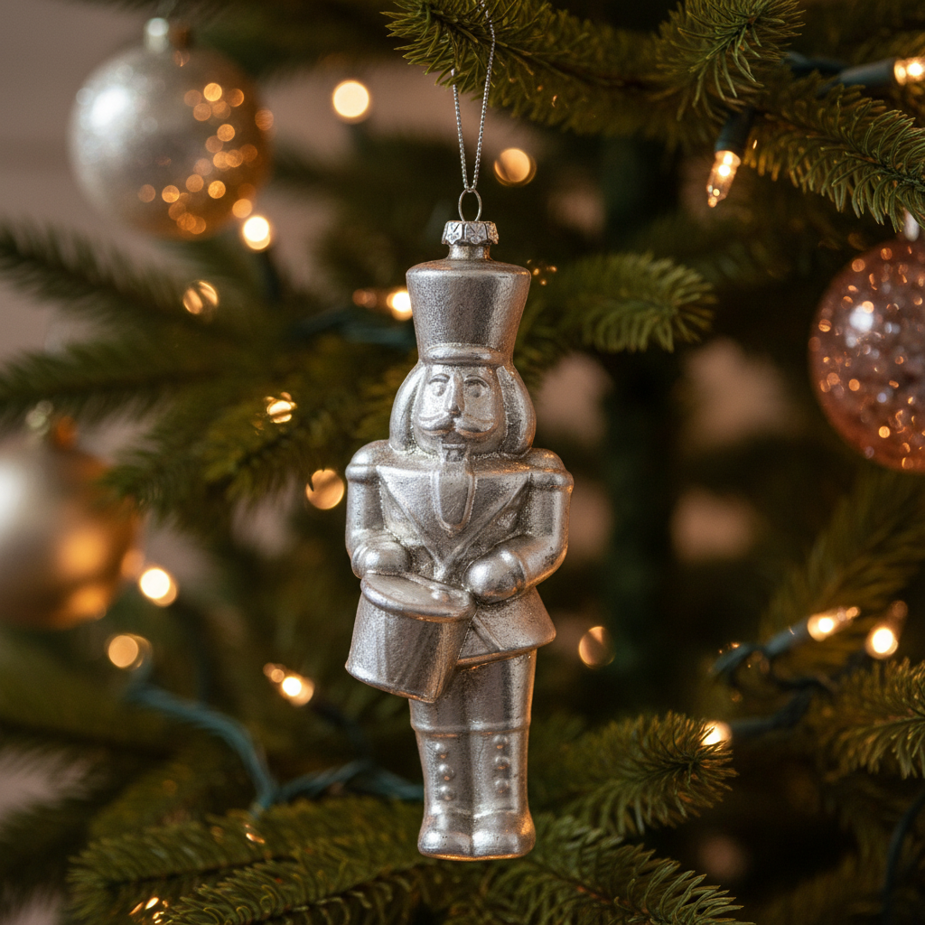 Silver Nutcracker 15cm Hanging Christmas Tree Decoration