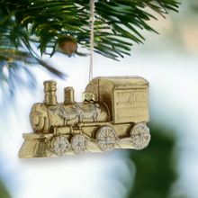 Load image into Gallery viewer, Gold Train 12cm Hanging Decoration
