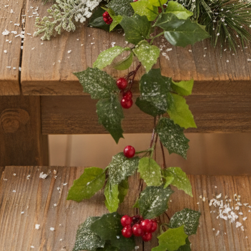 Green Holly Leaf  Christmas Garland 150cm