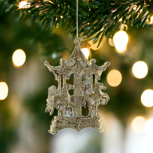 Gold Glitter Merry Go round Christmas Tree Decoration