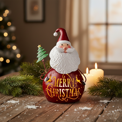 Merry Christmas Metal Santa Lantern 32cm