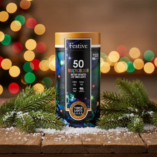 Festive 50 Multi Colour Battery Operated Christmas String Lights