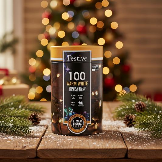 Festive 100 Warm White Battery Operated Christmas String Lights