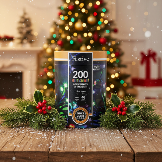 Festive 200 Multi Colour Battery Operated Christmas String Lights