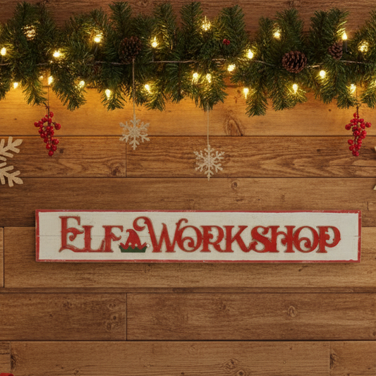 Elf Workshop Wooden Christmas Sign 92cm