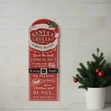 Load image into Gallery viewer, Santa Rules Hanging Wall Sign 68cm
