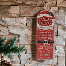 Load image into Gallery viewer, Santa Rules Hanging Wall Sign 68cm
