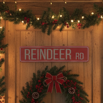 Reindeer Road Christmas Sign