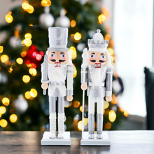 Load image into Gallery viewer, White &amp; Silver Christmas Nutcracker 30cm
