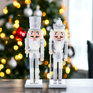 White & Silver Christmas Nutcracker 30cm