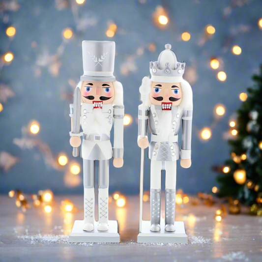 White & Silver Christmas Nutcracker 30cm