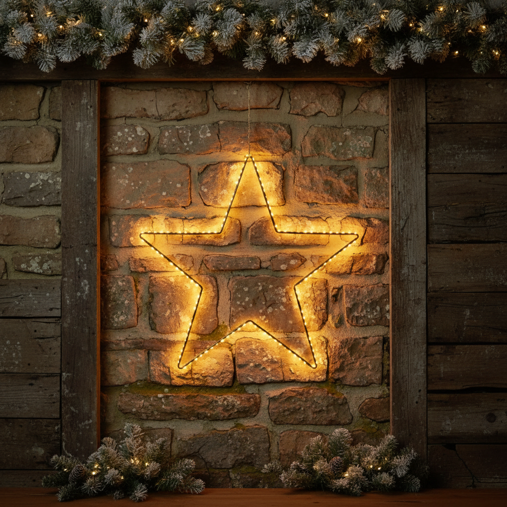 58cm LED Lit Black Star Christmas Decoration
