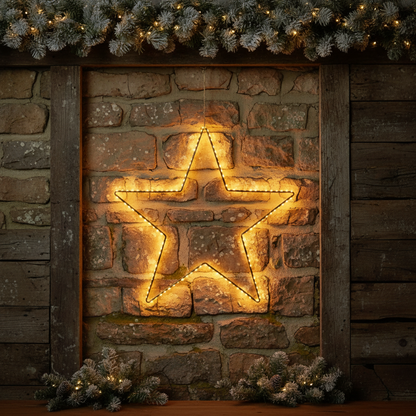 58cm LED Lit Black Star Christmas Decoration