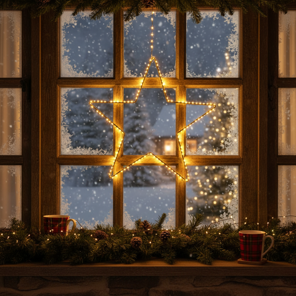 58cm LED Lit Black Star Christmas Decoration