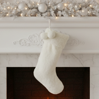 White Faux Fur Christmas Stocking 56cm