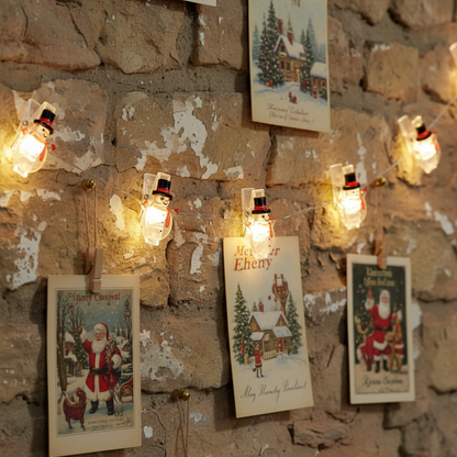 10 Dewdrop Christmas Snowman Peg Lights