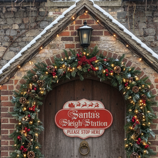 Santa's Sleigh Station Christmas Sign