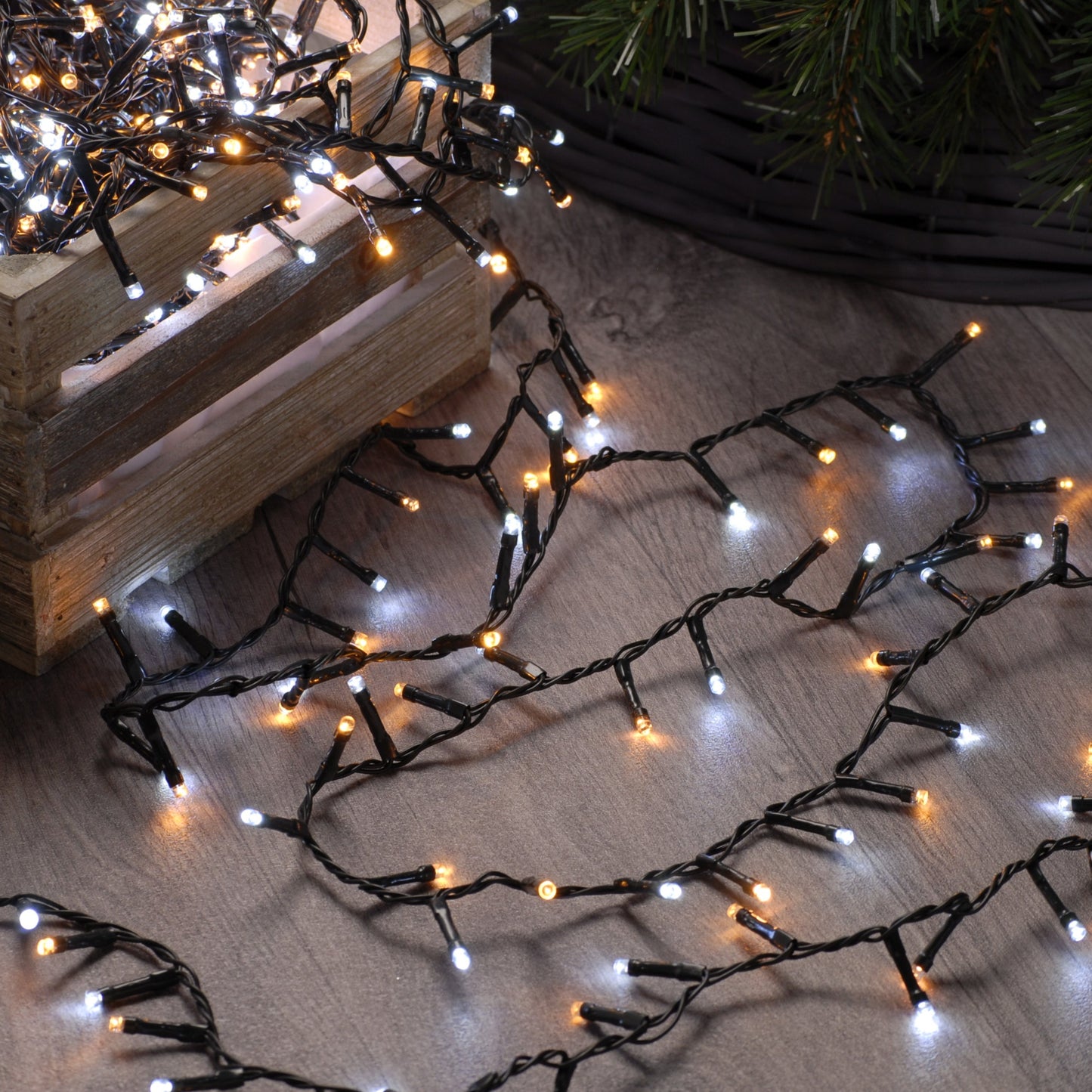 Festive 1000 White and Warm White Firefly Christmas Lights