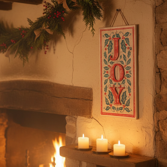 Vintage Style Joy Christmas Sign