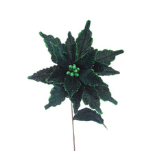 Load image into Gallery viewer, Dark Green Poinsettia with Glitter Stem 68cm
