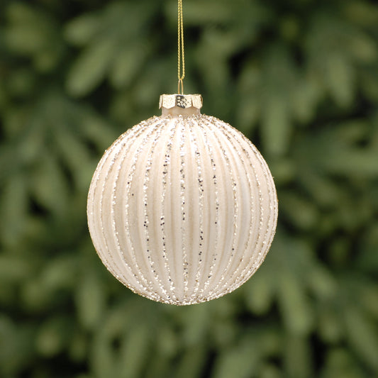 Matt Gold Ridged Glass Christmas Tree Decoration