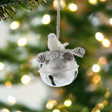 Load image into Gallery viewer, Silver Bell with White Bird and Foliage
