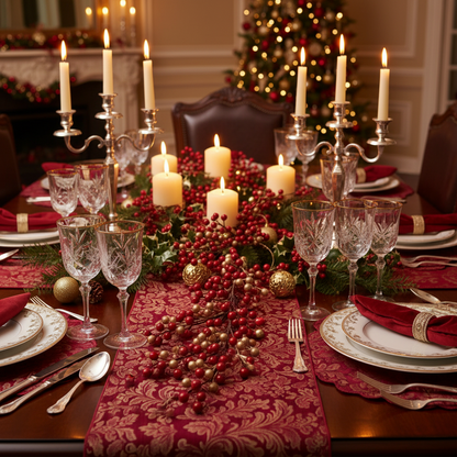 Christmas Red and Gold Cluster Berry Garland 130cm