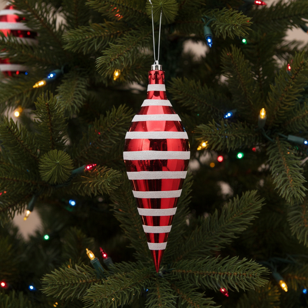 Candy Cane Stripe Olive Shape Christmas Tree Decoration 40cm