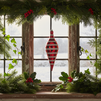 Candy Cane Stripe Olive Shape Christmas Tree Decoration 40cm