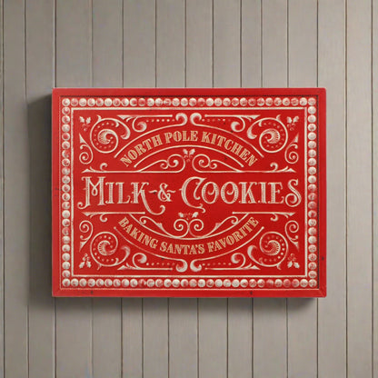 Christmas Milk & Cookies Christmas Wall Sign 60cm